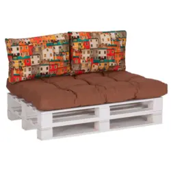 Loungekissen in Multicolor, Sandfarben Häuschen