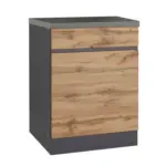 XXXLutz Lauterach - Ihr Möbelhaus bei Bregenz Küchenunterschrank 60/86/60 cm in Graphitfarben, Eiche Wotan