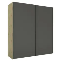 Schwebetürenschrank in Anthrazit, Eiche Artisan
