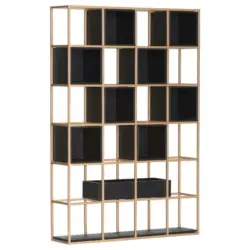 Regal 108/160/25 cm Schwarz, Goldfarben