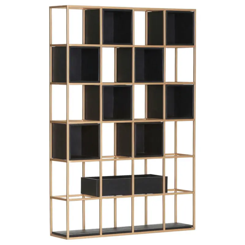 Regal 108/160/25 cm Schwarz, Goldfarben