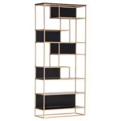 Regal 87/200/35 cm Schwarz, Goldfarben