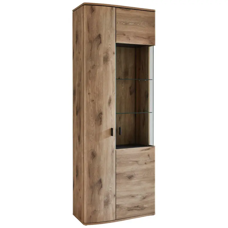 Vitrine in Grau, Eichefarben