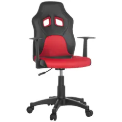 Jugenddrehstuhl in Lederlook, Netzbespannung Rot, Schwarz