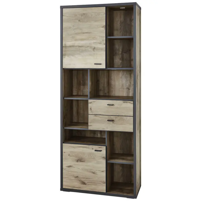 Regal 85,8/207,9/37,4 cm Eichefarben, Dunkelgrau