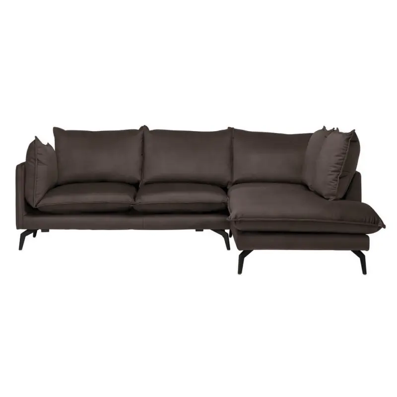 Ecksofa in Samt Dunkelbraun