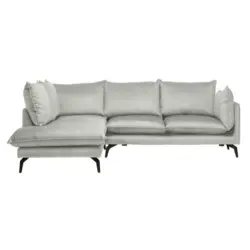 Ecksofa in Samt Hellgrau