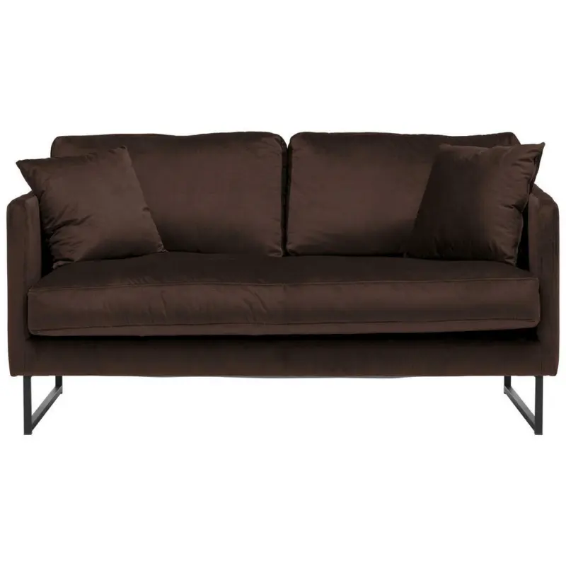 Zweisitzer-Sofa in Samt Dunkelbraun