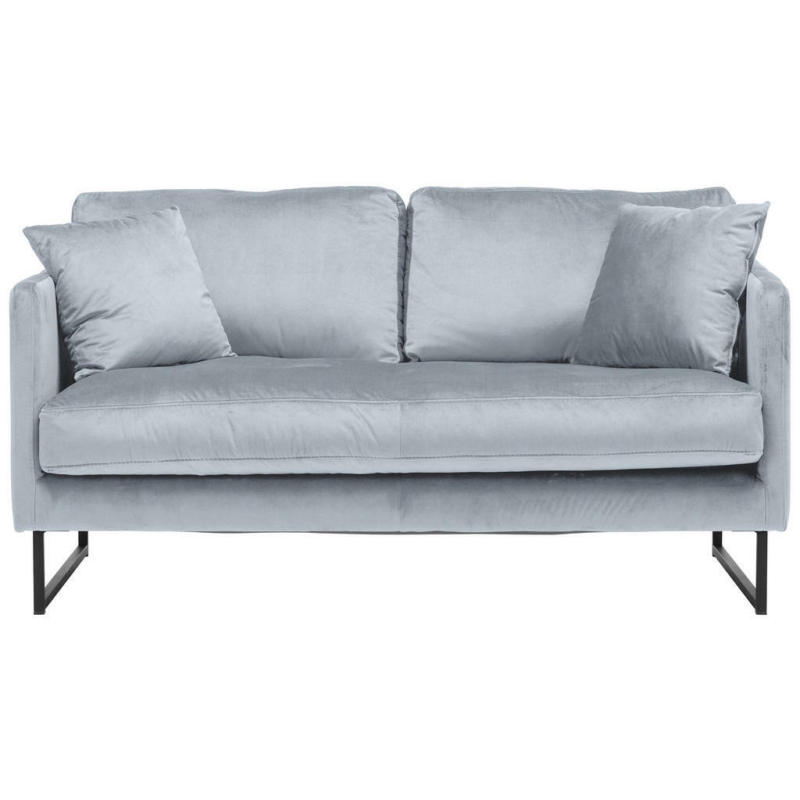 Zweisitzer-Sofa in Samt Grau, Silberfarben