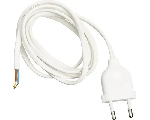 Anschlussgarnitur weiß mit Euro Stecker, Flachkabel 2x0,75, 1,5 Meter