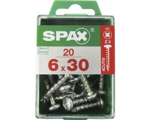 Spax Universalschraube Kreuzschlitz PZ 3, Halbrundkopf, 6x30 mm, 20 Stück
