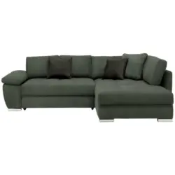 Ecksofa in Webstoff Dunkelgr&uuml;n