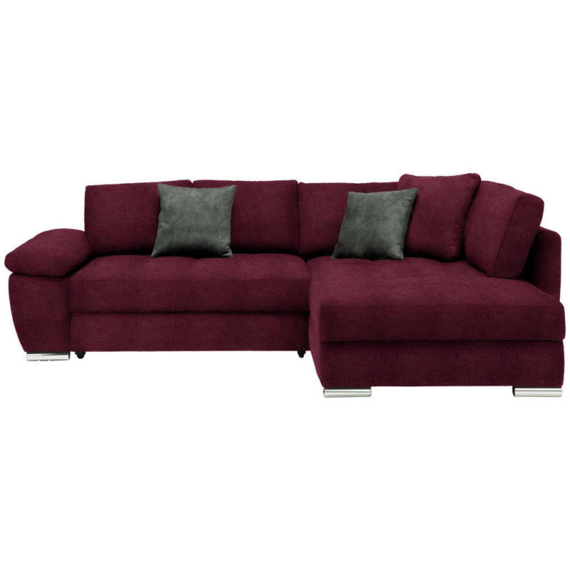 Ecksofa in Webstoff Dunkelrot