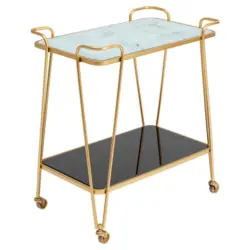 Servierwagen in Wei&szlig;, Dunkelgrau, Messingfarben