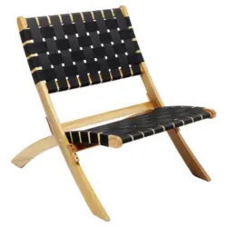 Klappstuhl in Holz, Textil Schwarz, Akaziefarben