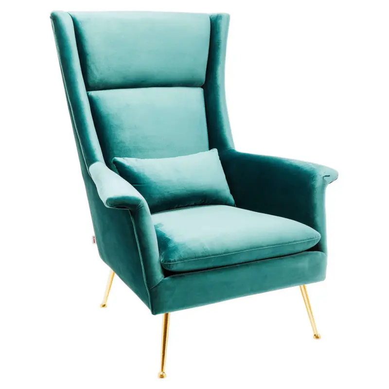 Designsessel in Samt, Webstoff Petrol