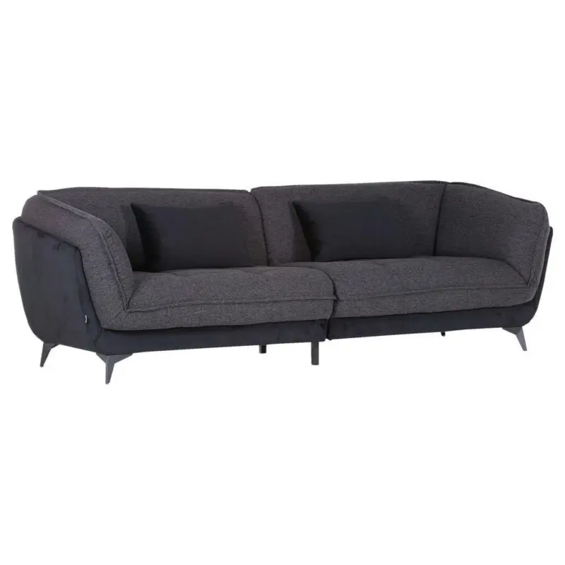 Bigsofa in Flachgewebe Schwarz, Dunkelgrau