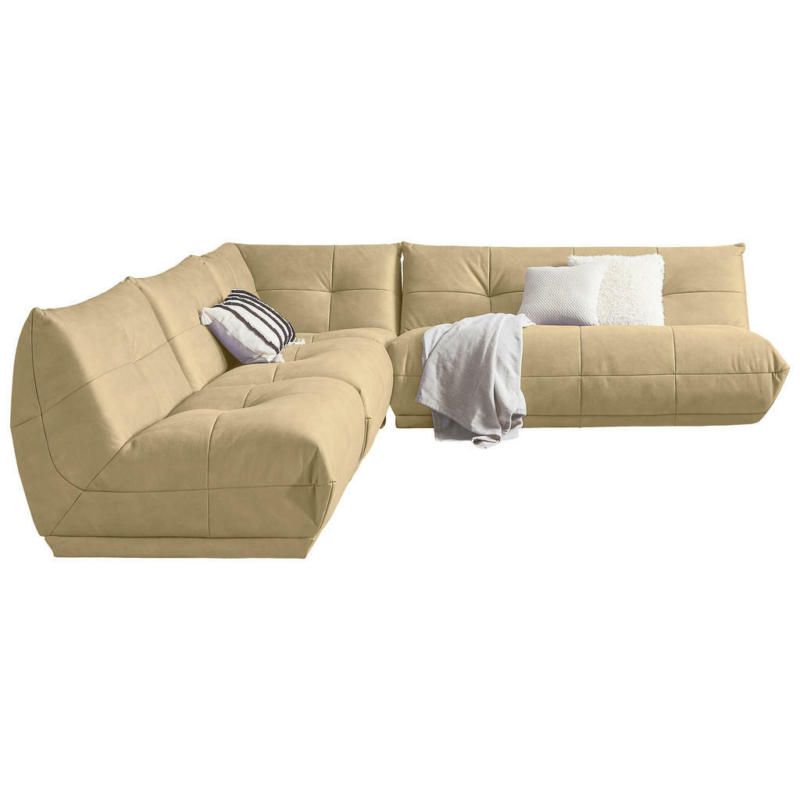 Ecksofa in Lederlook Beige