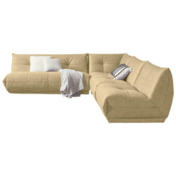 Ecksofa in Lederlook Beige