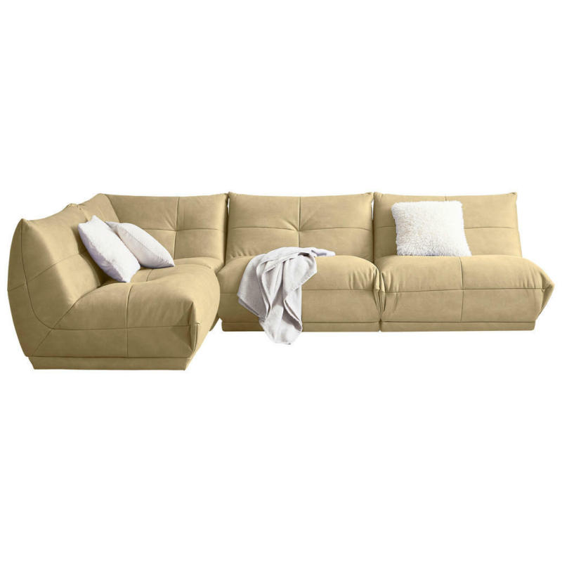 Ecksofa in Lederlook Beige