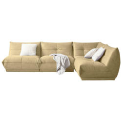 Ecksofa in Lederlook Beige