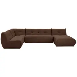 Wohnlandschaft in Lederlook Braun