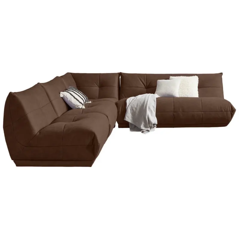 Ecksofa in Lederlook Braun