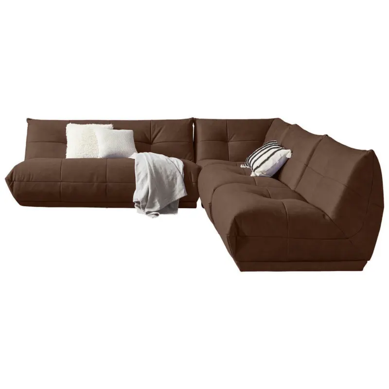 Ecksofa in Lederlook Braun