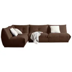 Ecksofa in Lederlook Braun