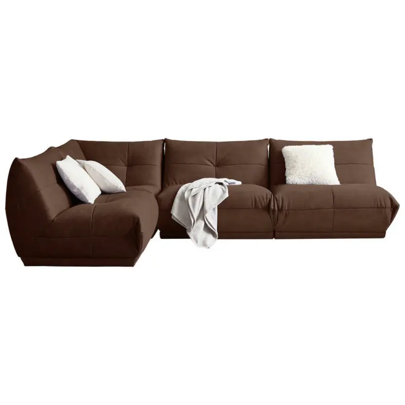 Ecksofa in Lederlook Braun