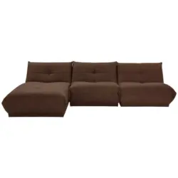 Ecksofa in Kord, Lederlook Braun