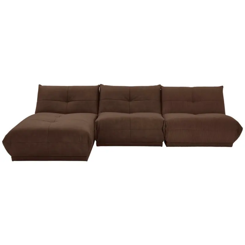 Ecksofa in Kord, Lederlook Braun