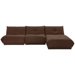 Ecksofa in Kord, Lederlook Braun
