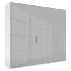 Drehtürenschrank in Grau, Weiß