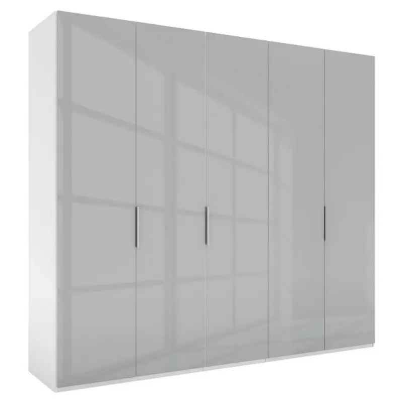 Drehtürenschrank in Grau, Weiß