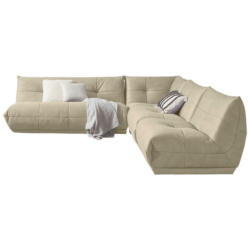 Ecksofa in Lederlook Creme