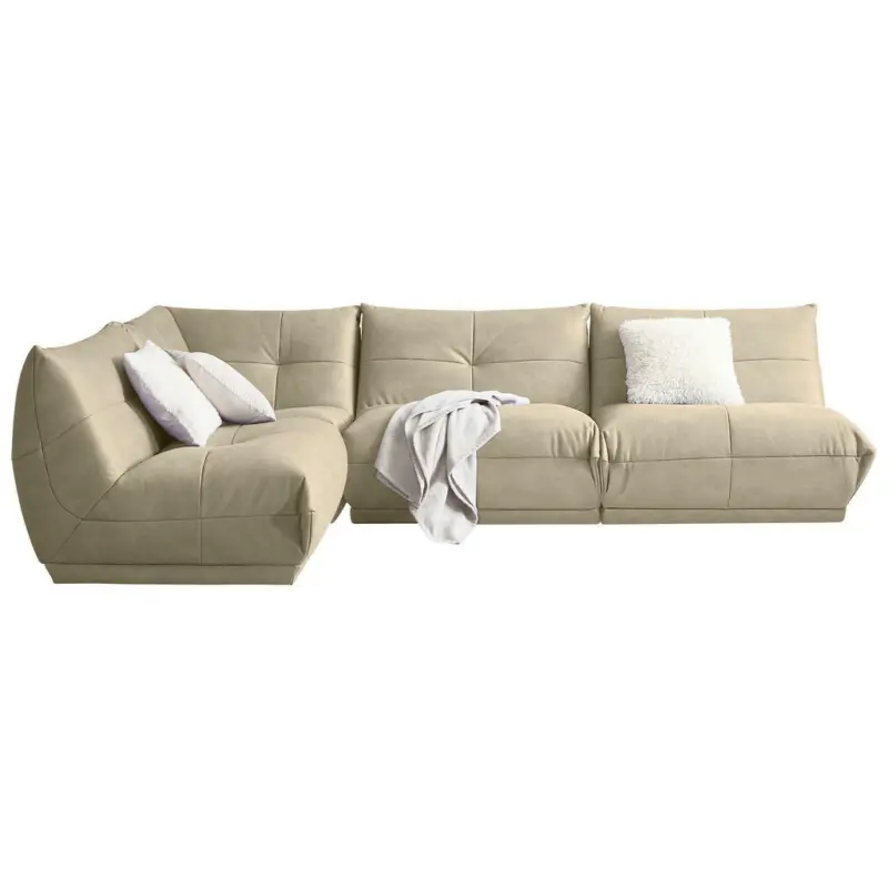 Ecksofa in Lederlook Creme