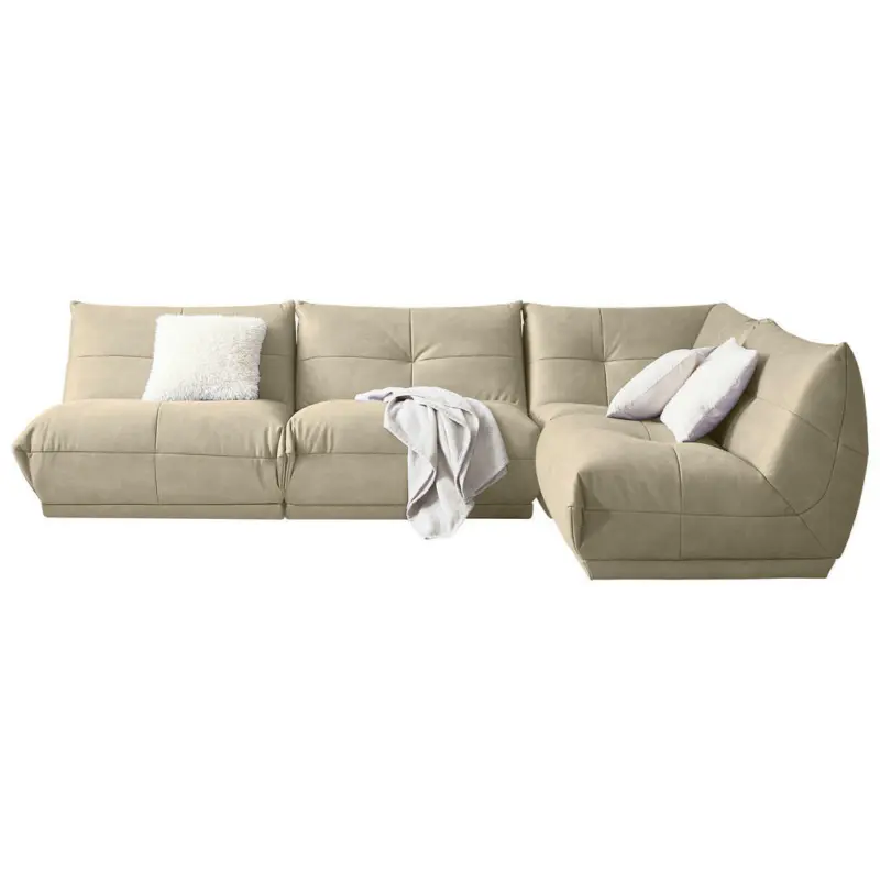 Ecksofa in Lederlook Creme