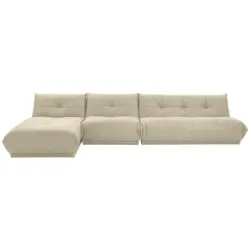 Ecksofa in Lederlook Creme