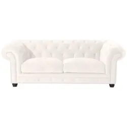 Chesterfield-Sofa in Mikrofaser Creme