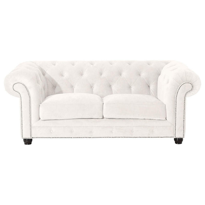 Chesterfield-Sofa in Mikrofaser Creme