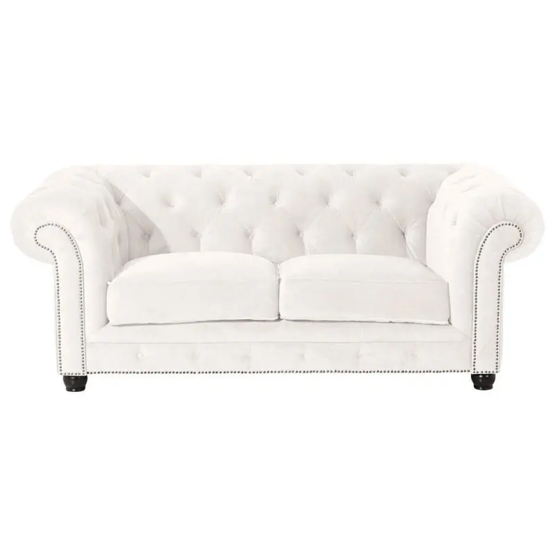 Chesterfield-Sofa in Mikrofaser Creme