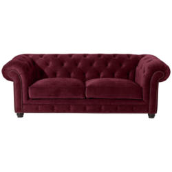 Chesterfield-Sofa in Mikrofaser Dunkelrot