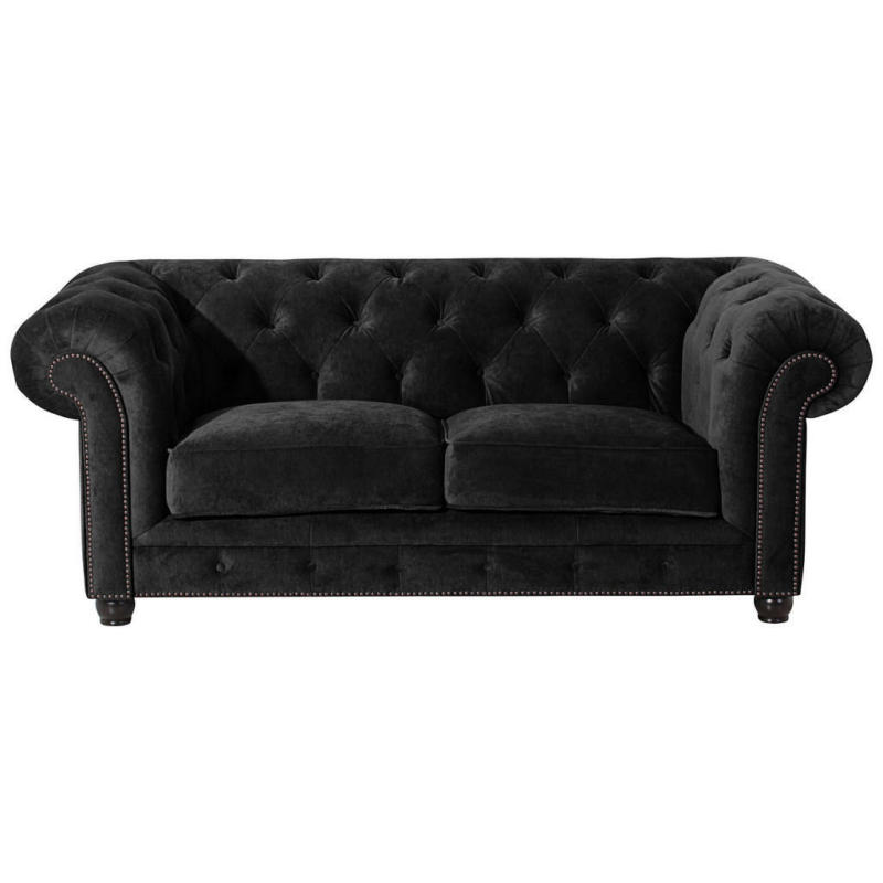 Chesterfield-Sofa in Mikrofaser Schwarz