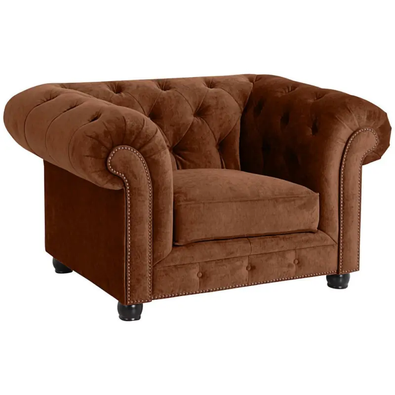 Chesterfield-Sessel in Mikrofaser Braun
