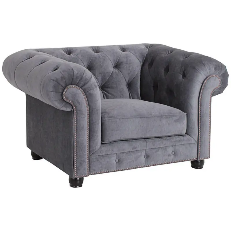 Chesterfield-Sessel in Mikrofaser Grau