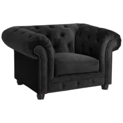 Chesterfield-Sessel in Mikrofaser Schwarz