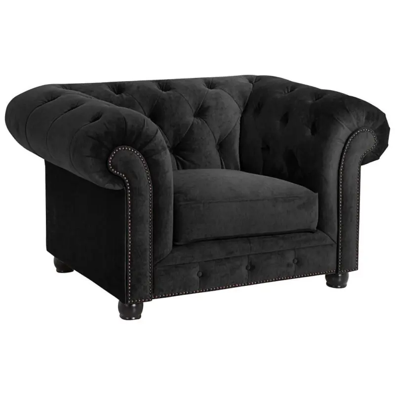 Chesterfield-Sessel in Mikrofaser Schwarz