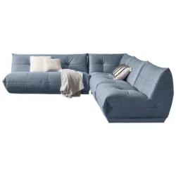 Ecksofa in Lederlook Blaugrau