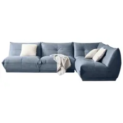 Ecksofa in Lederlook Blaugrau